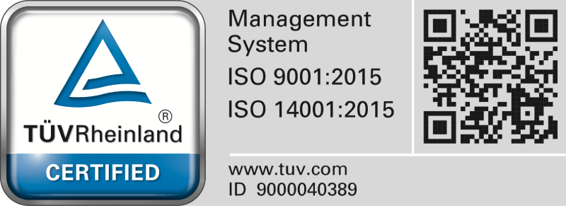 Logo certificazione TUV ISO 9001 eISO 14001